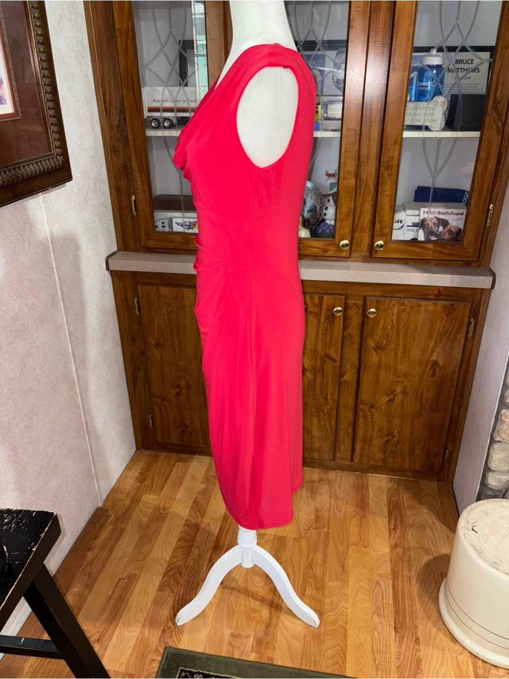 Lauren Ralph Lauren size 10 red sleeveless fully lined ruched waist dress - Picture 5 of 5